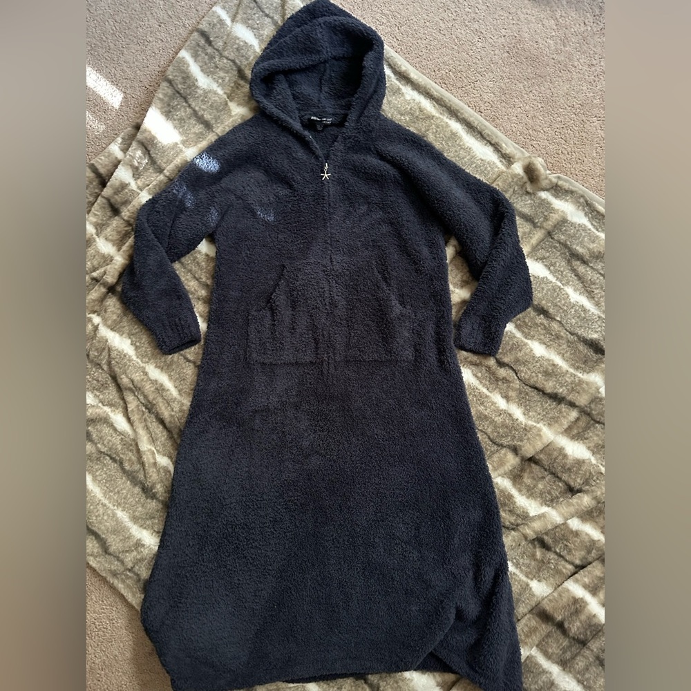 Barefoot Dreams CozyChic Hooded Zip Robe Navy Size 1